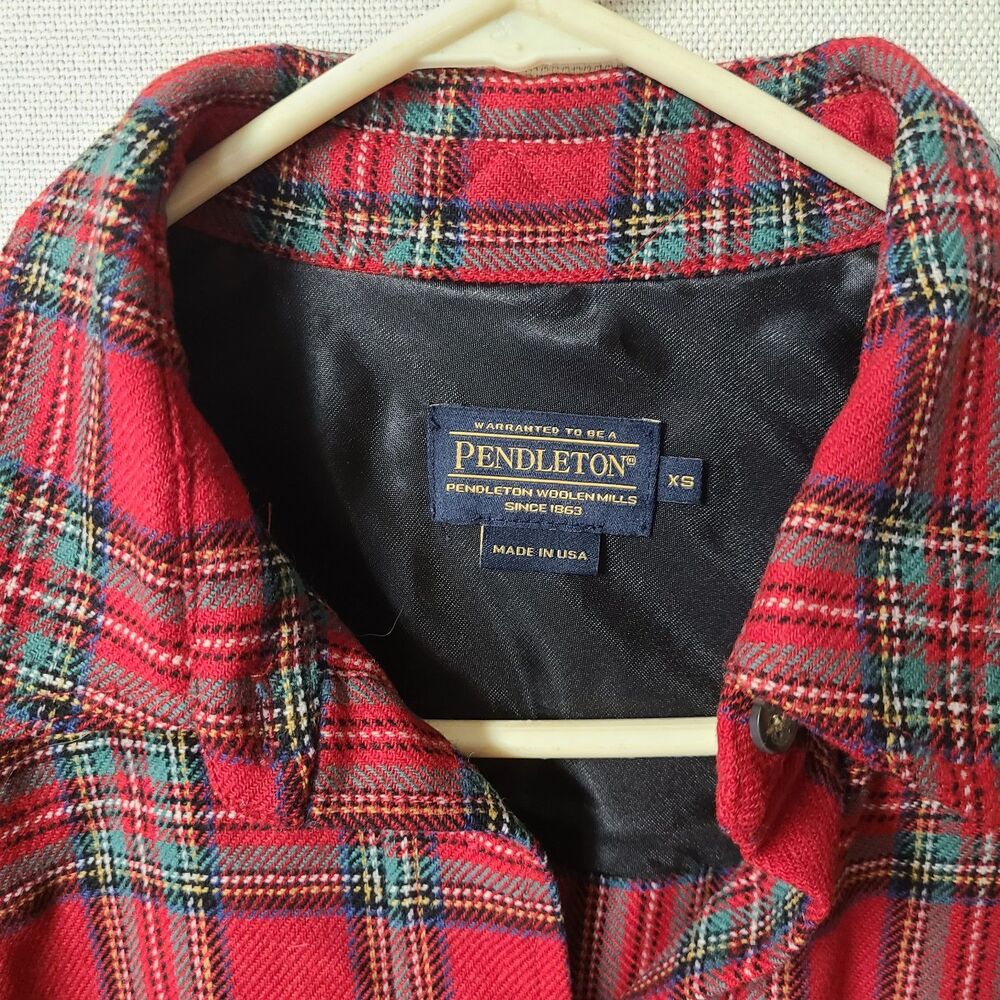 Pendleton Red Tartan Plaid Wool Button Front Mini Shirt Dress Pockets XS USA - Picture 5 of 9